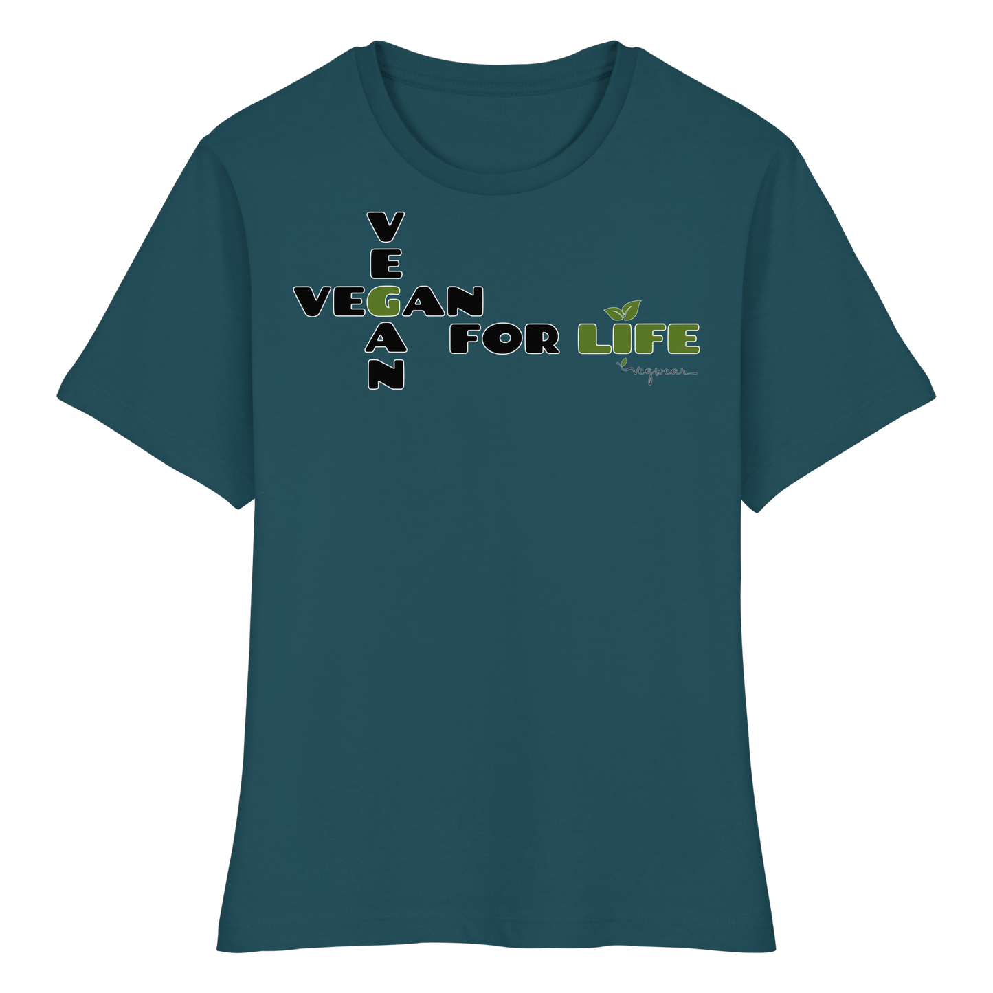 vegwear "vegan for life" - eng geschnittenes Damen T-Shirt, bio vegan fair