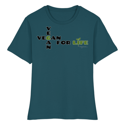 vegwear "vegan for life" - eng geschnittenes Damen T-Shirt, bio vegan fair