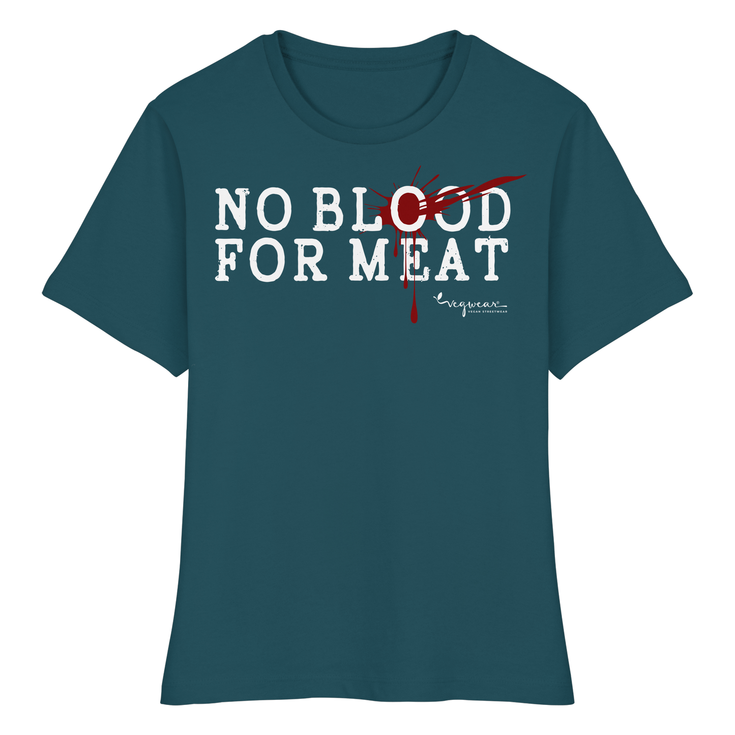 Kurzarm-T-Shirt für Damen: 'no blood for meat' T-Shirt | vegwear