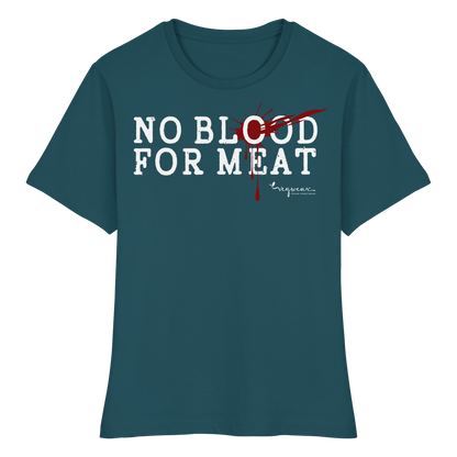 Kurzarm-T-Shirt für Damen: 'no blood for meat' T-Shirt | vegwear