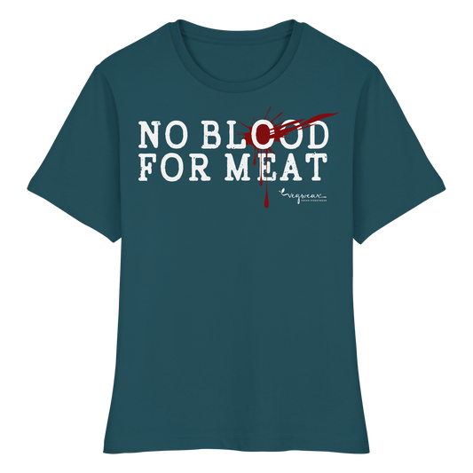 vegwear "no blood for meat" - Fitted Ladies Organic Shirt