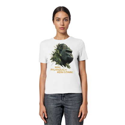 vegwear "Gorilla, rein pflanzlich rein stark" - eng geschnittenes Damen T-Shirt, bio vegan
