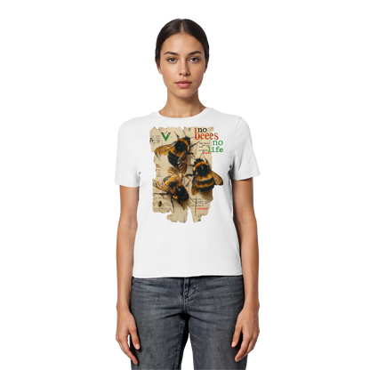 vegwear "no bees no life" - eng geschnittenes Damen T-Shirt, bio, vegan