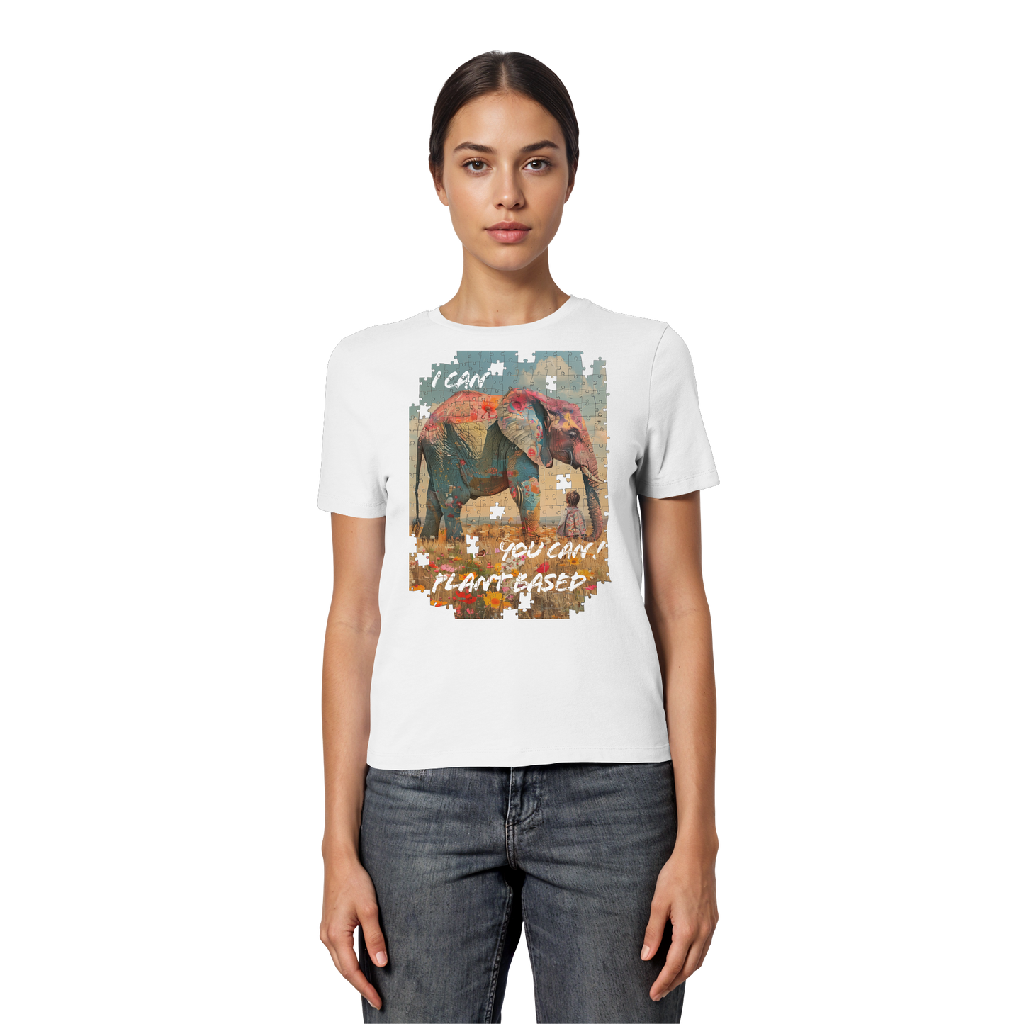 vegwear "I can you can"- eng geschnittenes Damen T-Shirt, bio, vegan