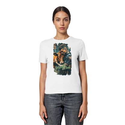 vegwear "friends not food" - eng geschnittenes Damen T-Shirt, bio, vegan