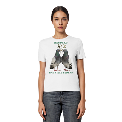 vegwear "Respekt hat viele Federn" - eng geschnittenes Damen T-Shirt