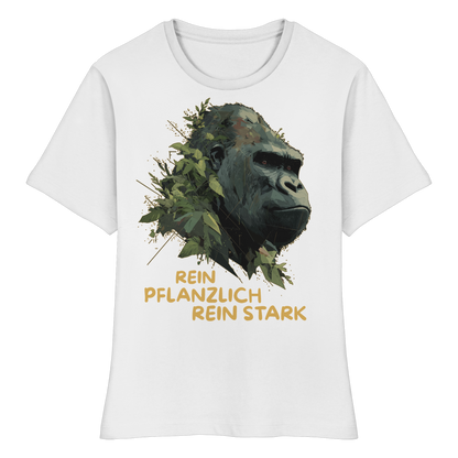 vegwear "Gorilla, rein pflanzlich rein stark" - eng geschnittenes Damen T-Shirt, bio vegan