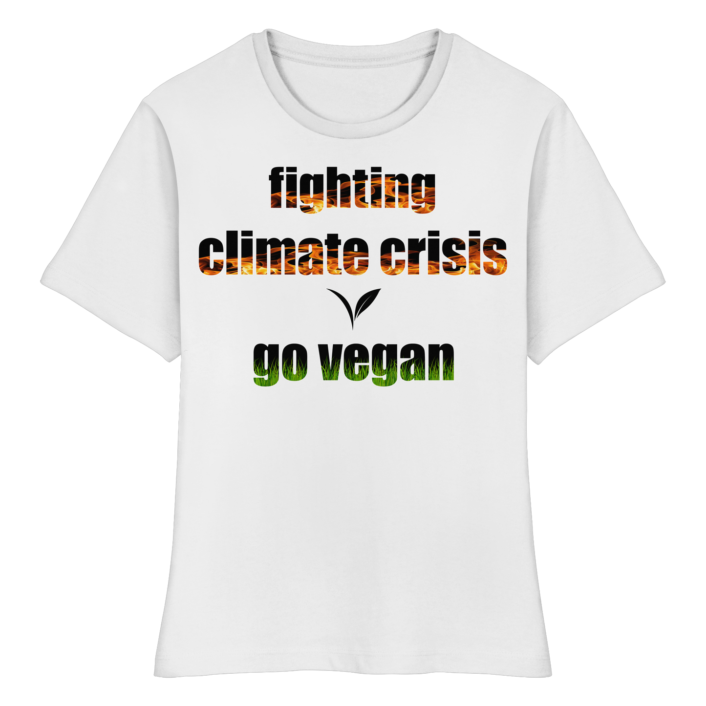 vegwear "fighting climate cirsis" - eng geschnittenes Damen Bio T-Shirt vegan & klimafreundlich