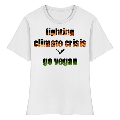 vegwear "fighting climate cirsis" - eng geschnittenes Damen Bio T-Shirt vegan & klimafreundlich