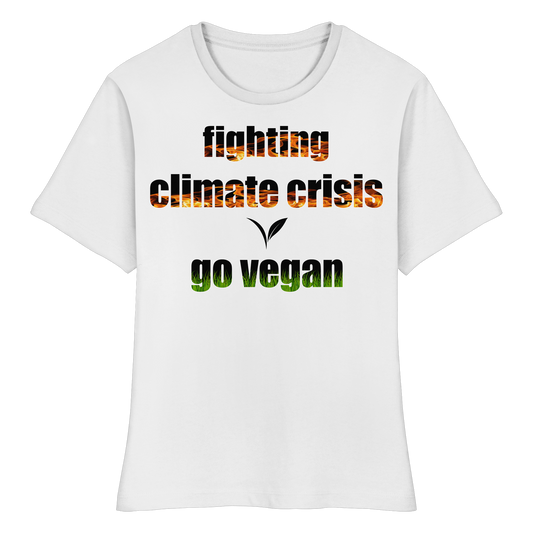 vegwear "fighting climate cirsis" - eng geschnittenes Damen Bio T-Shirt vegan & klimafreundlich