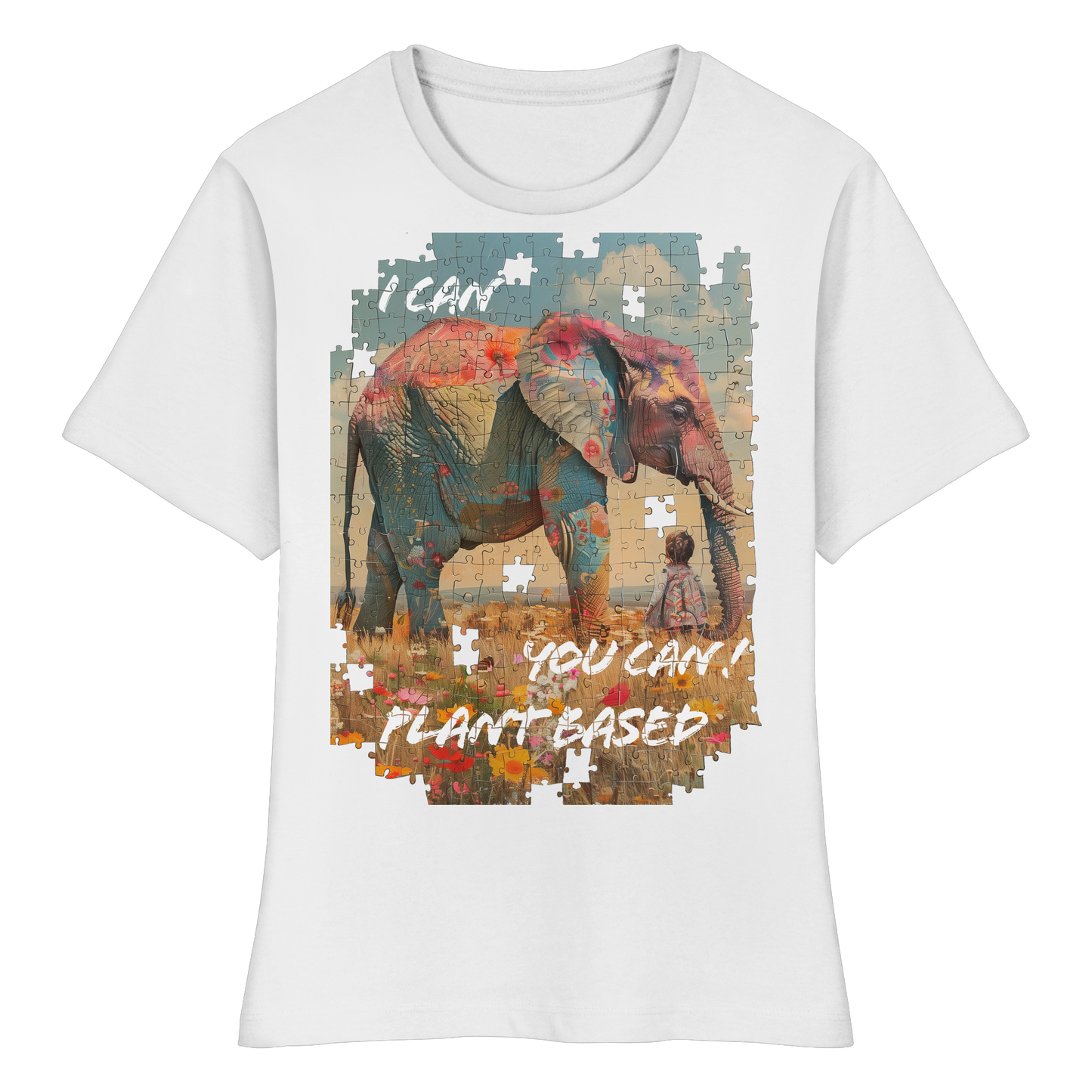 vegwear "I can you can"- eng geschnittenes Damen T-Shirt, bio, vegan