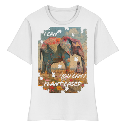 vegwear "I can you can"- eng geschnittenes Damen T-Shirt, bio, vegan