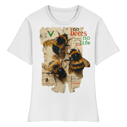 vegwear "no bees no life" - eng geschnittenes Damen T-Shirt, bio, vegan