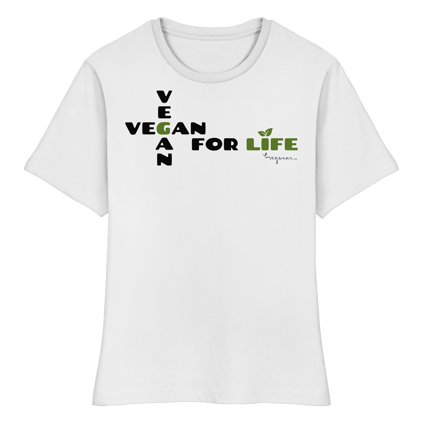 vegwear "vegan for life" - eng geschnittenes Damen T-Shirt, bio vegan fair