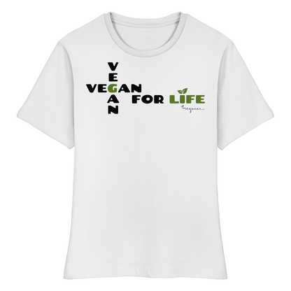 vegwear "vegan for life" - eng geschnittenes Damen T-Shirt, bio vegan fair