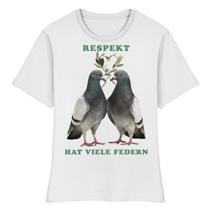 vegwear "Respekt hat viele Federn" - eng geschnittenes Damen T-Shirt