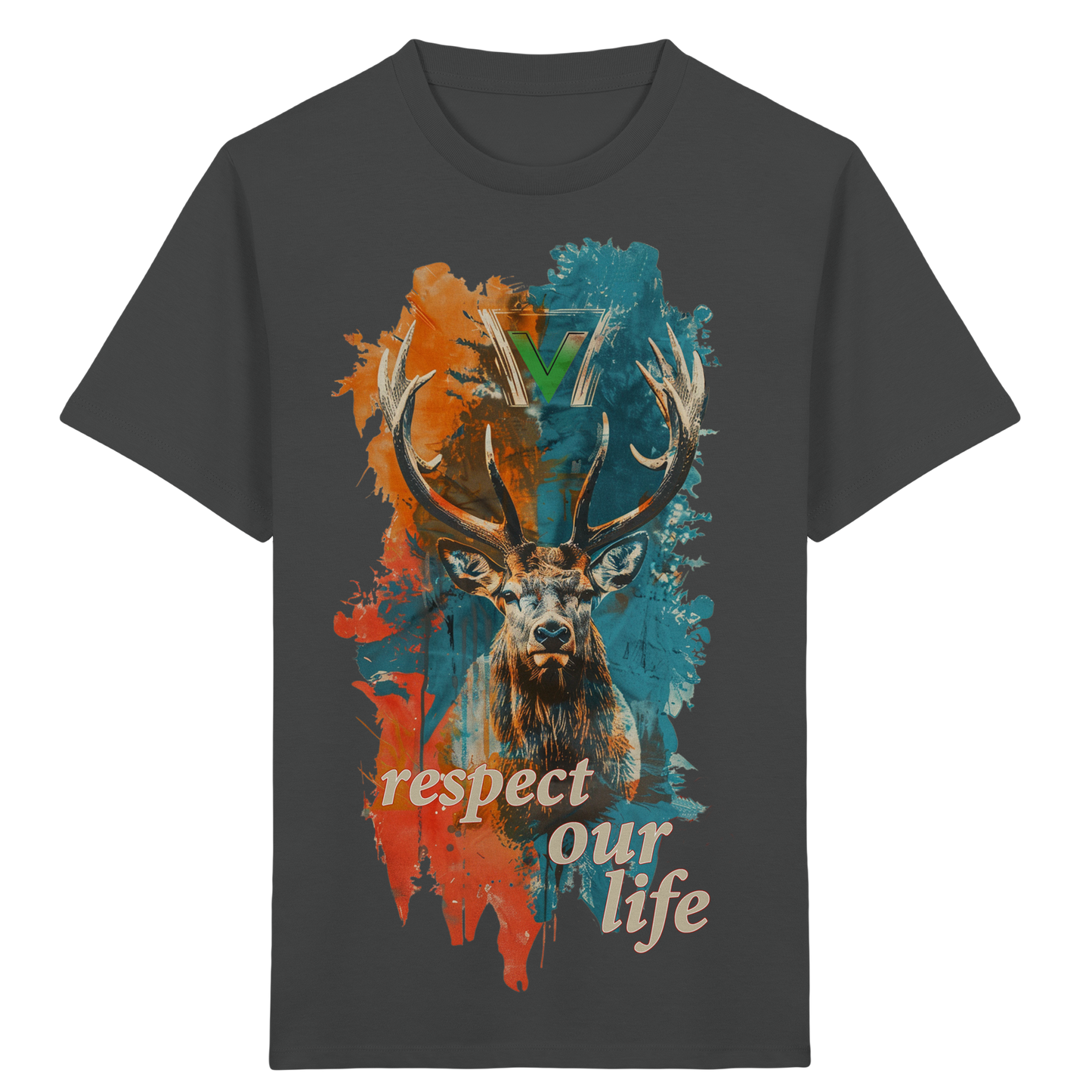 vegwear "respect our life - Hirsch" - unisex Kids T-Shirt, bio, vegan, fair