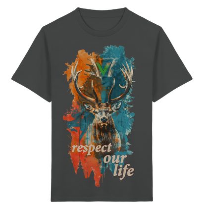 vegwear "respect our life - Hirsch" - unisex Kids T-Shirt, bio, vegan, fair