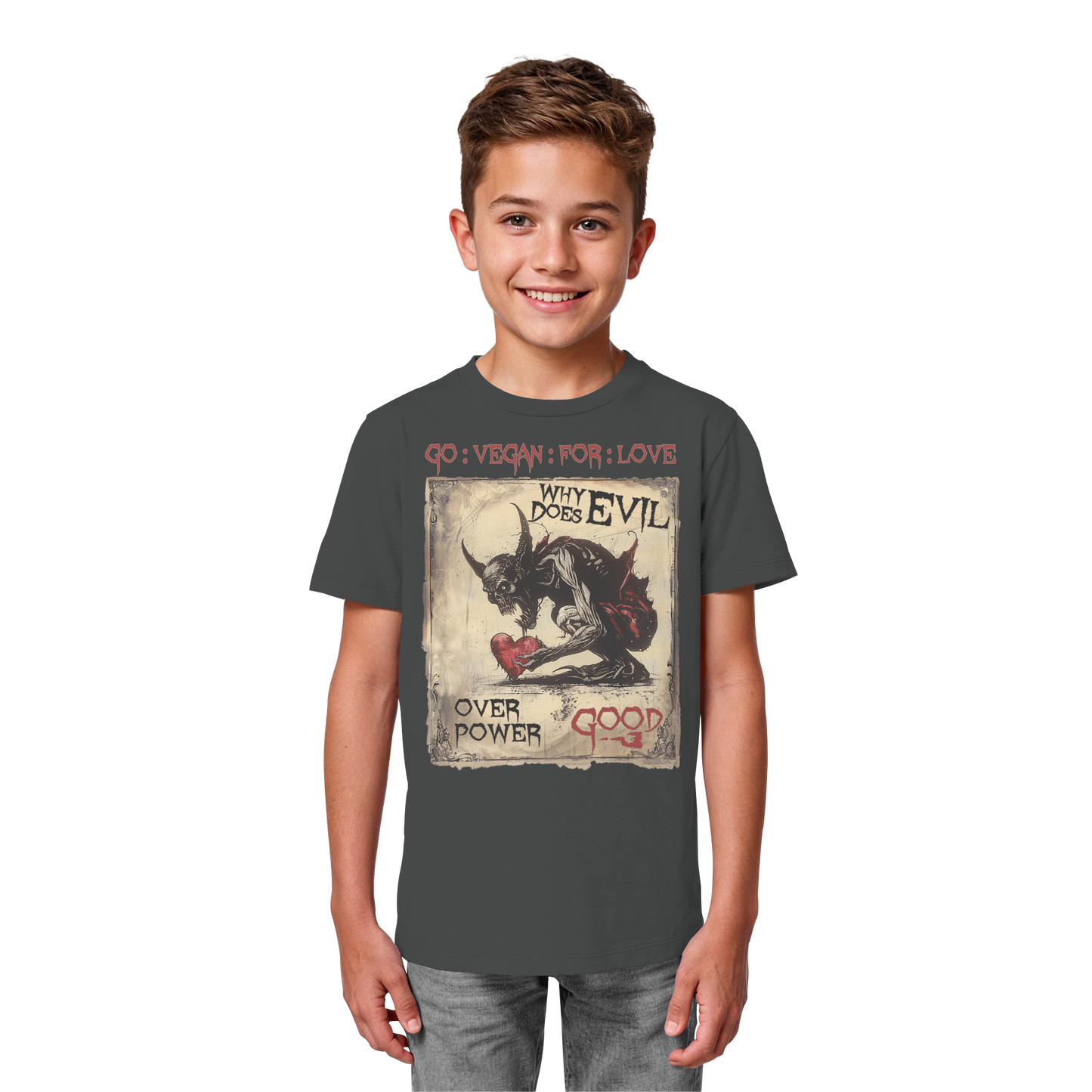 vegwear "why does evil" - unisex Bio Kinder T-Shirt