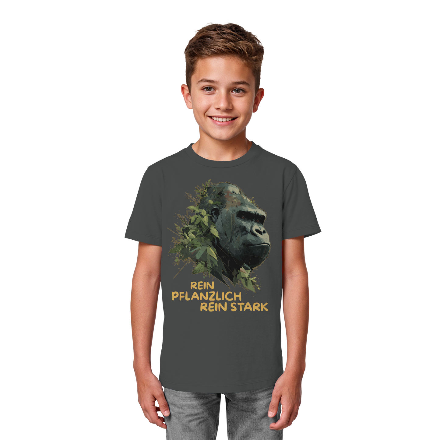 vegwear "Gorilla, rein pflanzlich rein stark" - unisex Kids T-Shirt, bio vegan