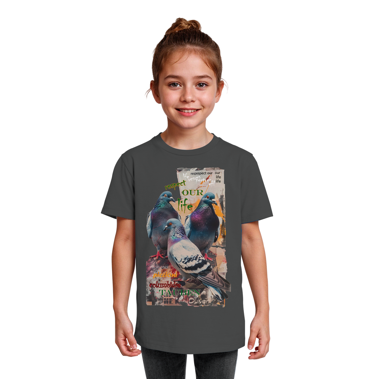 vegwear "respect our life - Tauben" - unisex Kinder Bio T-Shirt