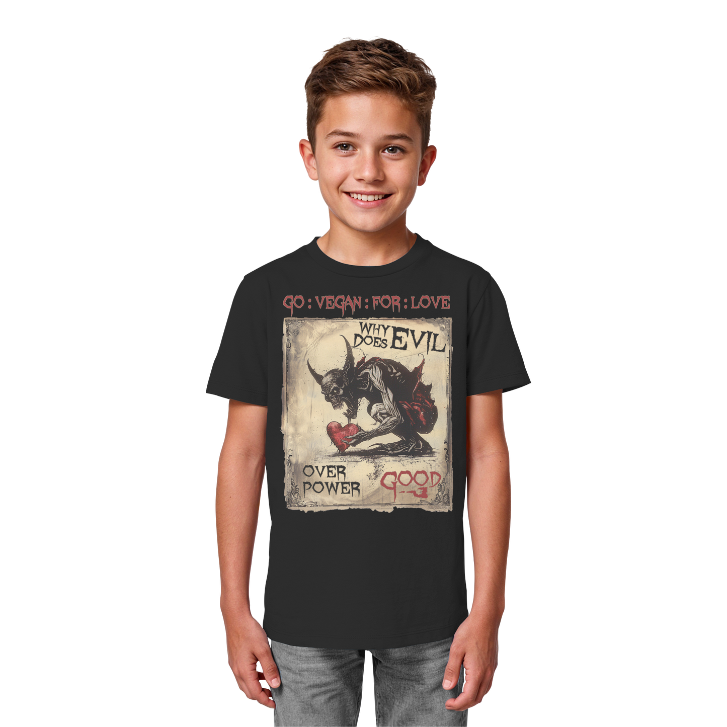 vegwear "why does evil" - unisex Bio Kinder T-Shirt