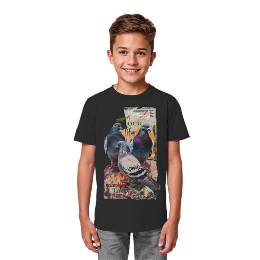 vegwear "respect our life - Tauben" - unisex Kinder Bio T-Shirt