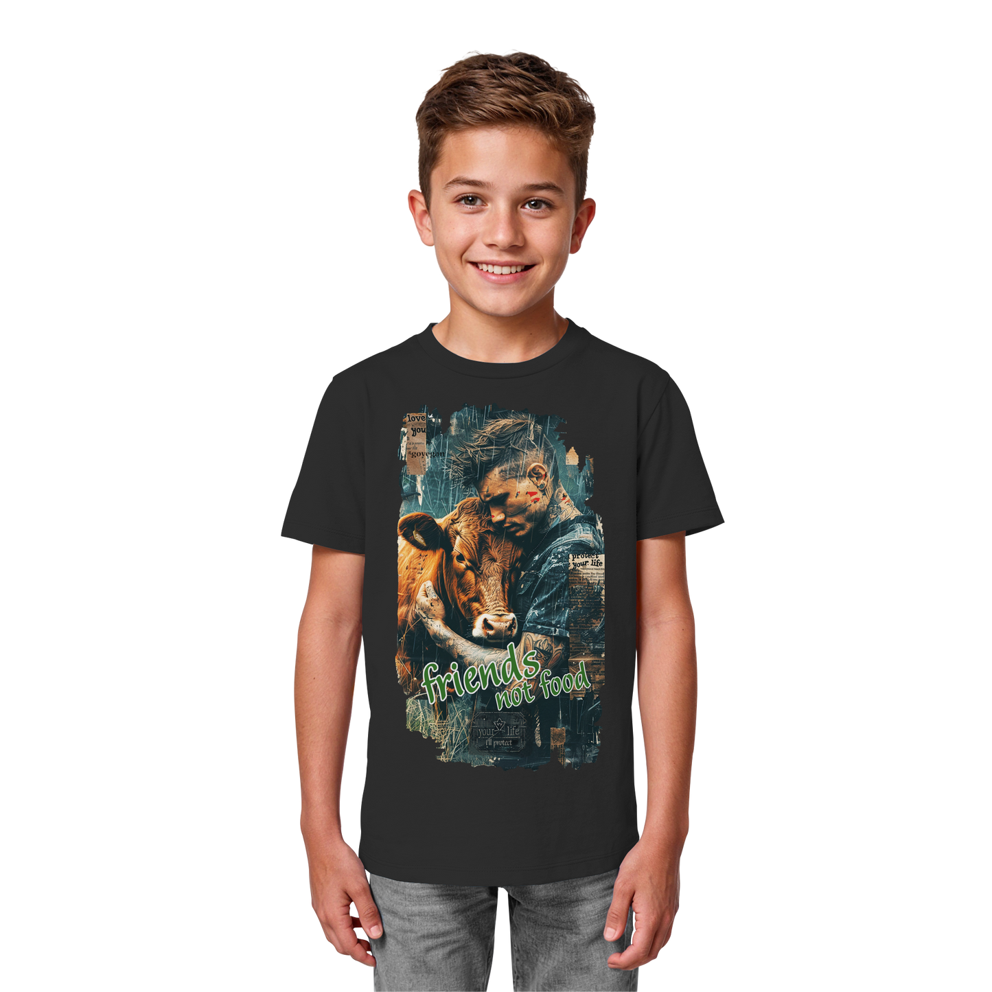 vegwear "friends not food" - unisex Kids bio T-Shirt, vegan, fair