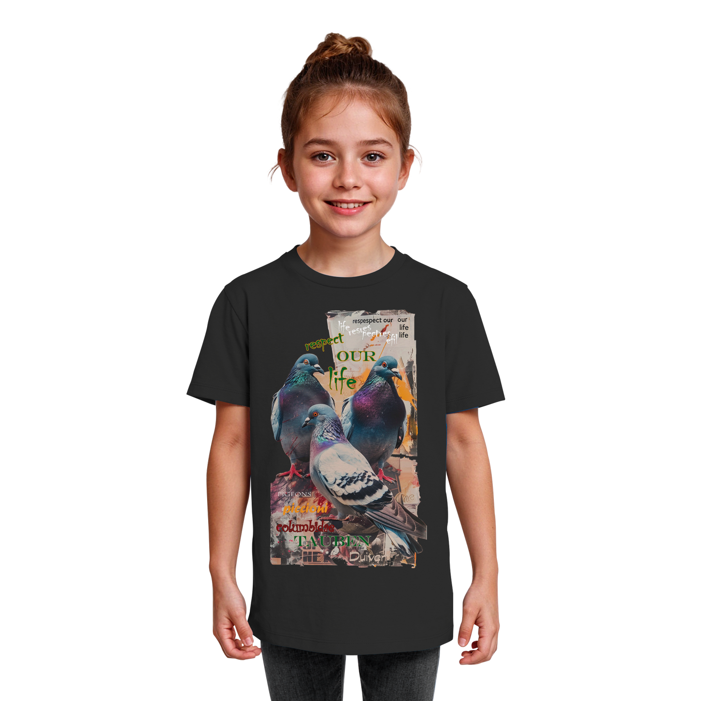 vegwear "respect our life - Tauben" - unisex Kinder Bio T-Shirt
