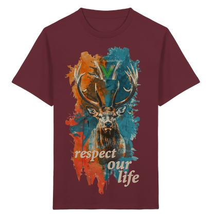 vegwear "respect our life - Hirsch" - unisex Kids T-Shirt, bio, vegan, fair