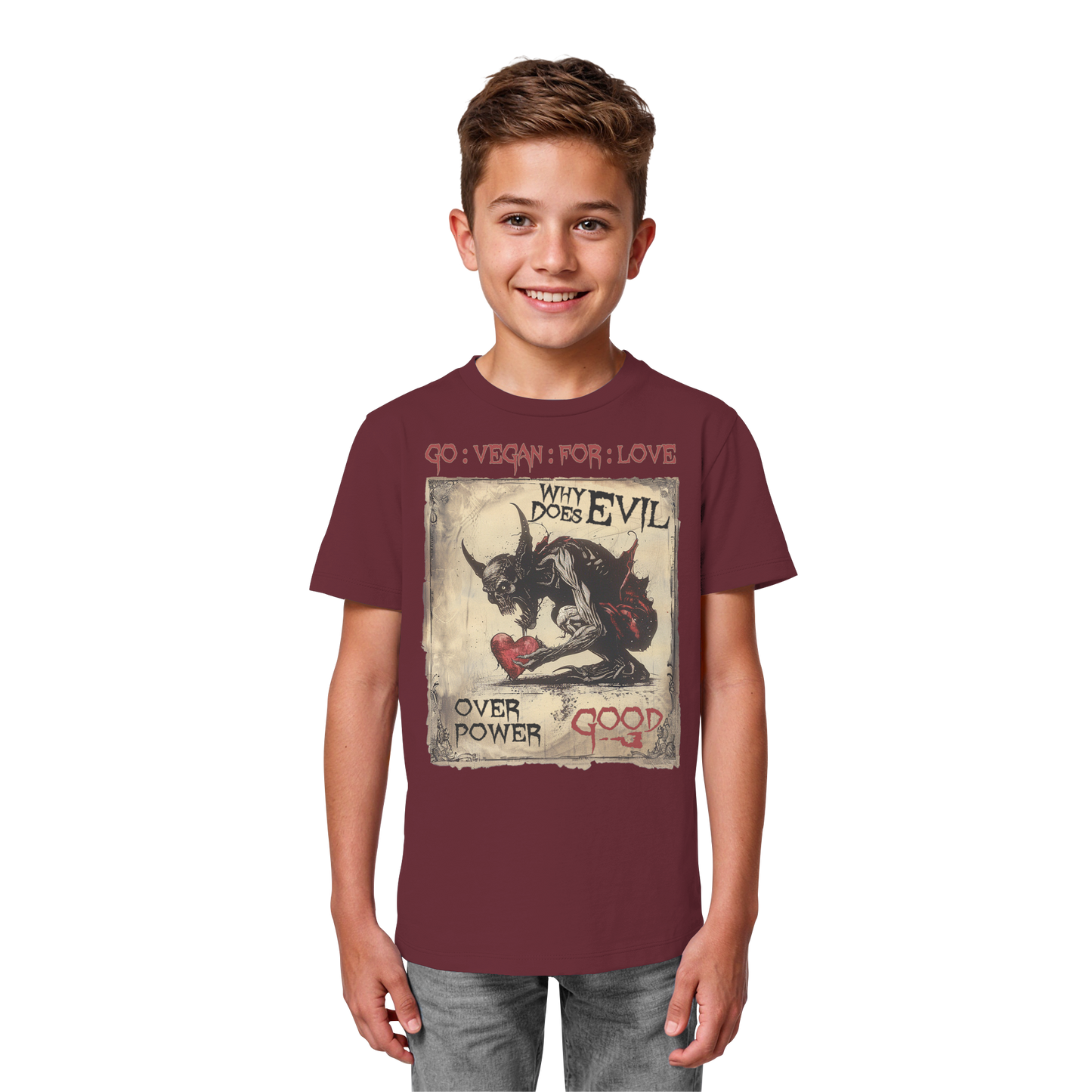 vegwear "why does evil" - unisex Bio Kinder T-Shirt