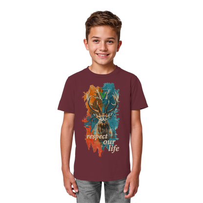 vegwear "respect our life - Hirsch" - unisex Kids T-Shirt, bio, vegan, fair