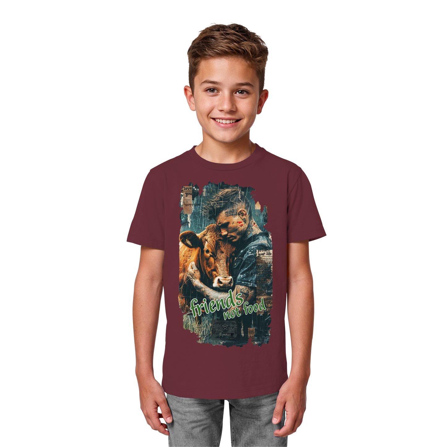 vegwear "friends not food" - unisex Kids bio T-Shirt, vegan, fair