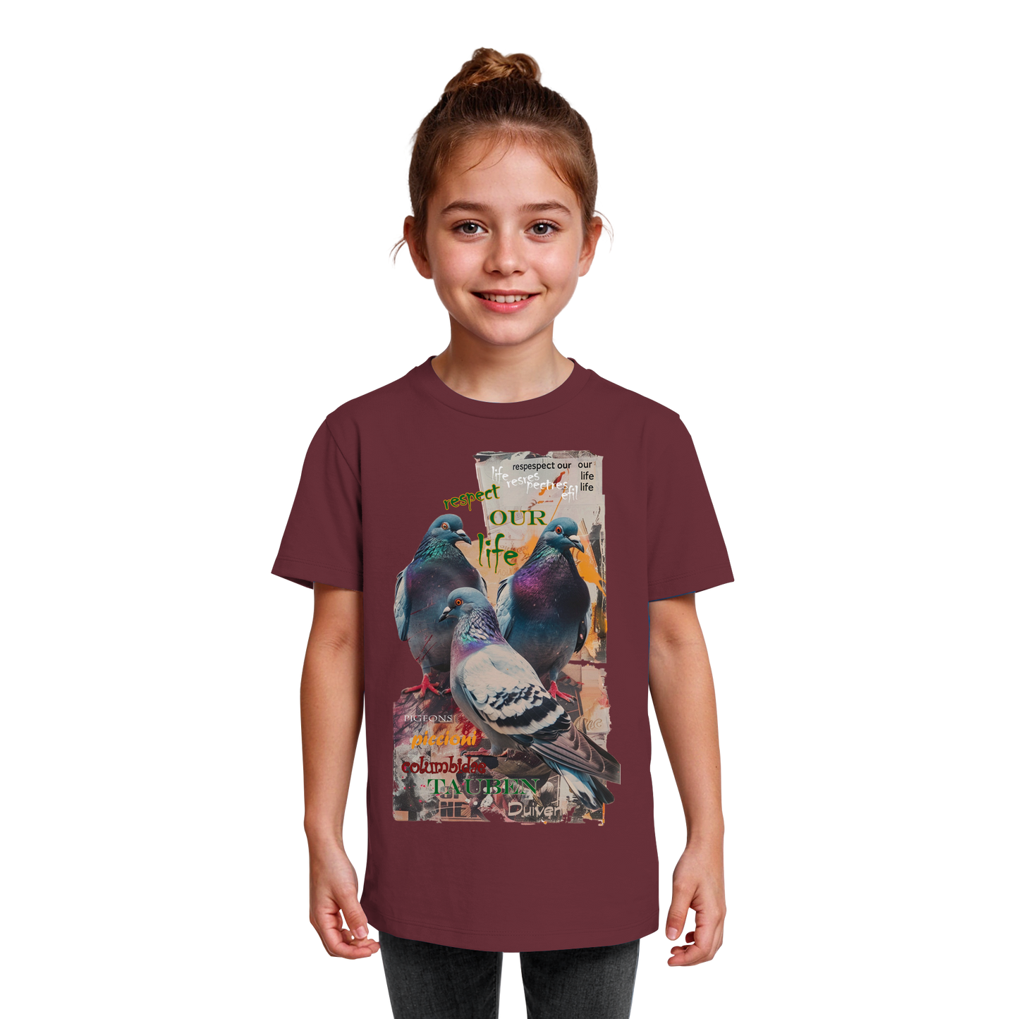 vegwear "respect our life - Tauben" - unisex Kinder Bio T-Shirt