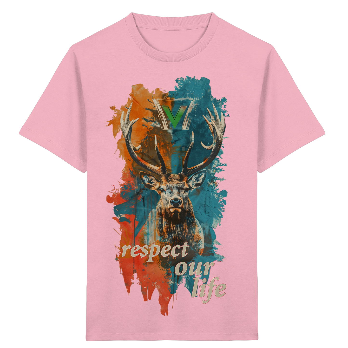 vegwear "respect our life - Hirsch" - unisex Kids T-Shirt, bio, vegan, fair