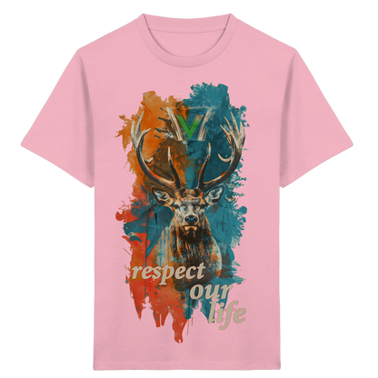 vegwear "respect our life - Hirsch" - unisex Kids T-Shirt, bio, vegan, fair
