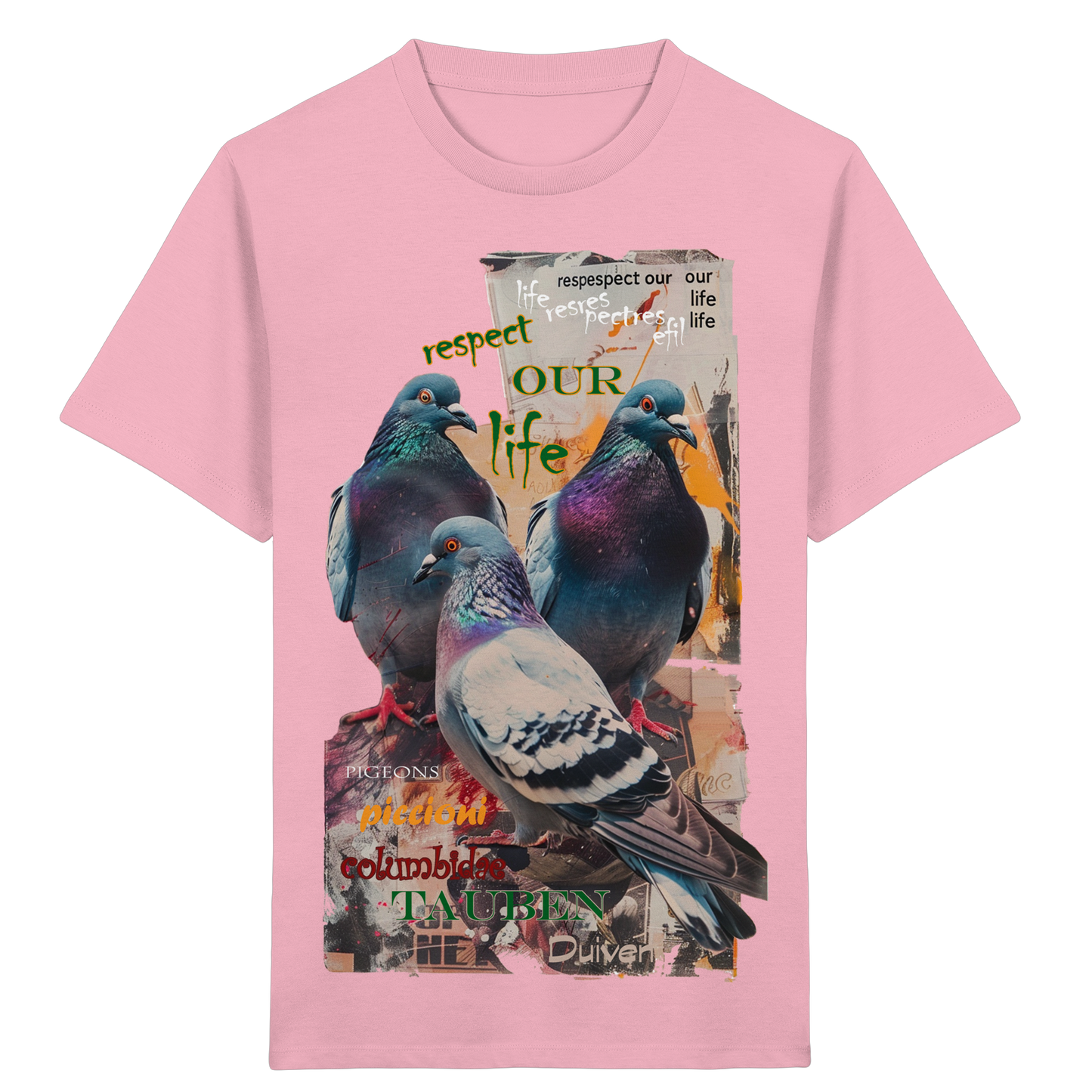 vegwear "respect our life - Tauben" - unisex Kinder Bio T-Shirt