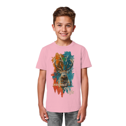 vegwear "respect our life - Hirsch" - unisex Kids T-Shirt, bio, vegan, fair