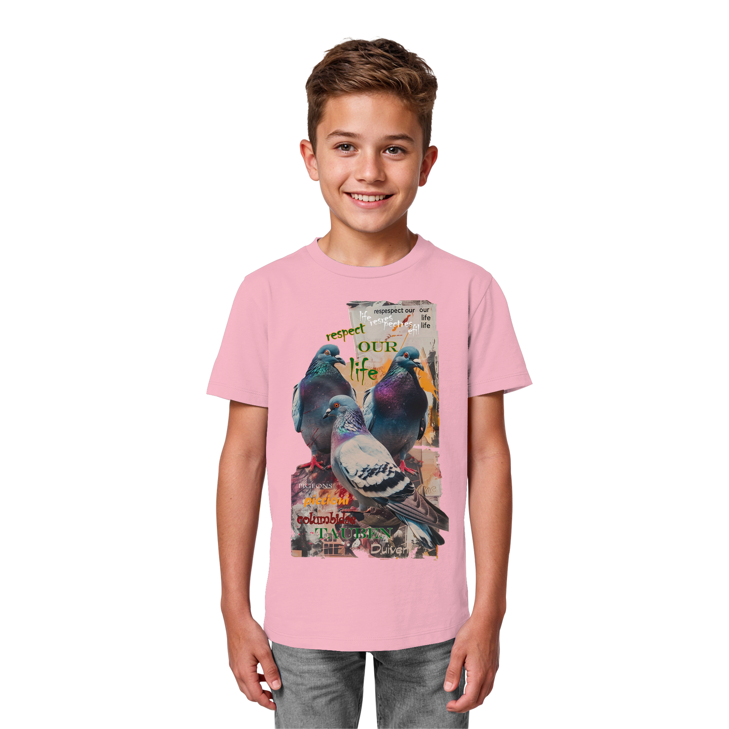 vegwear "respect our life - Tauben" - unisex Kinder Bio T-Shirt