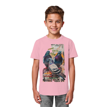 vegwear "respect our life - Tauben" - unisex Kinder Bio T-Shirt