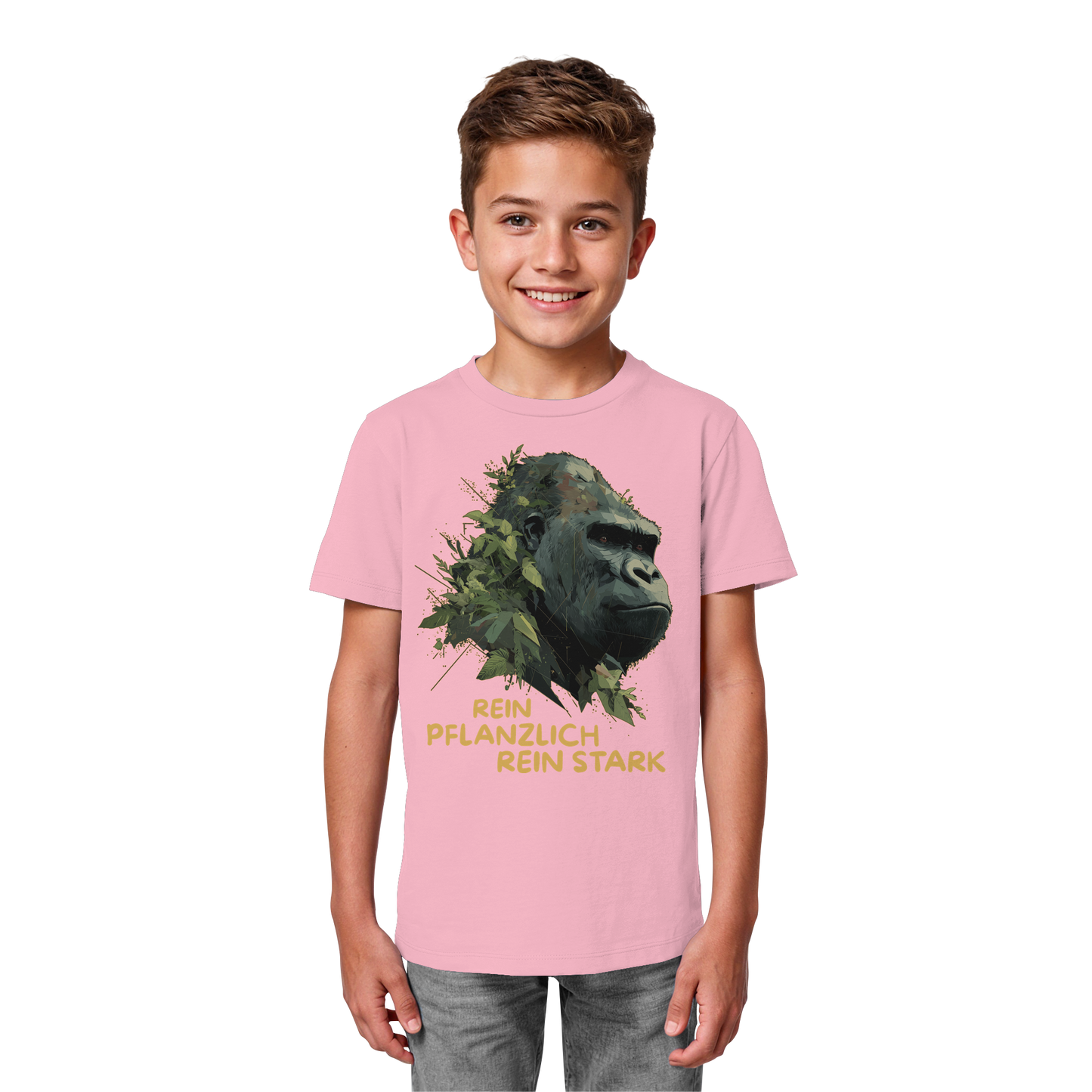 vegwear "Gorilla, rein pflanzlich rein stark" - unisex Kids T-Shirt, bio vegan