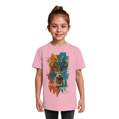 vegwear "respect our life - Hirsch" - unisex Kids T-Shirt, bio, vegan, fair