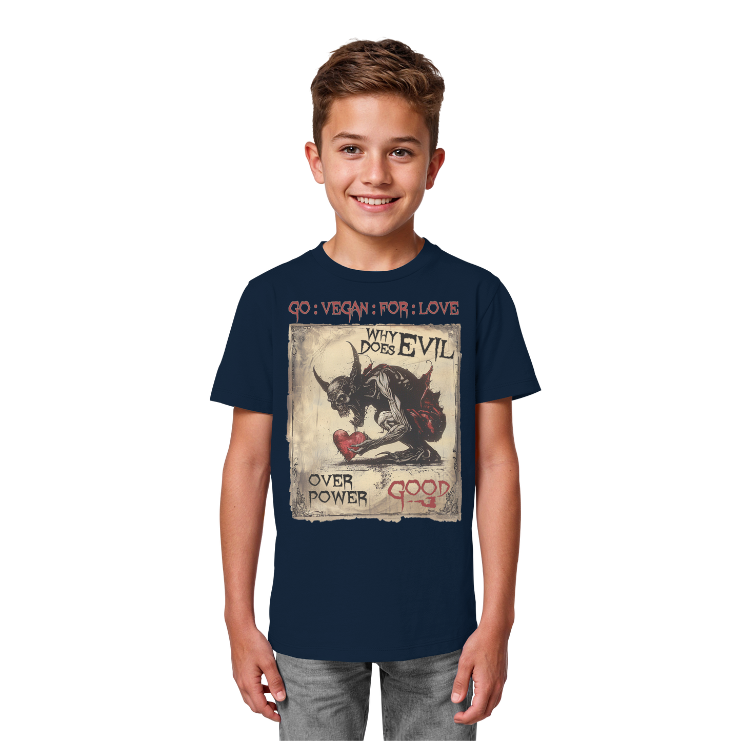 vegwear "why does evil" - unisex Bio Kinder T-Shirt