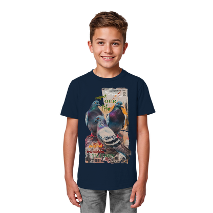 vegwear "respect our life - Tauben" - unisex Kinder Bio T-Shirt