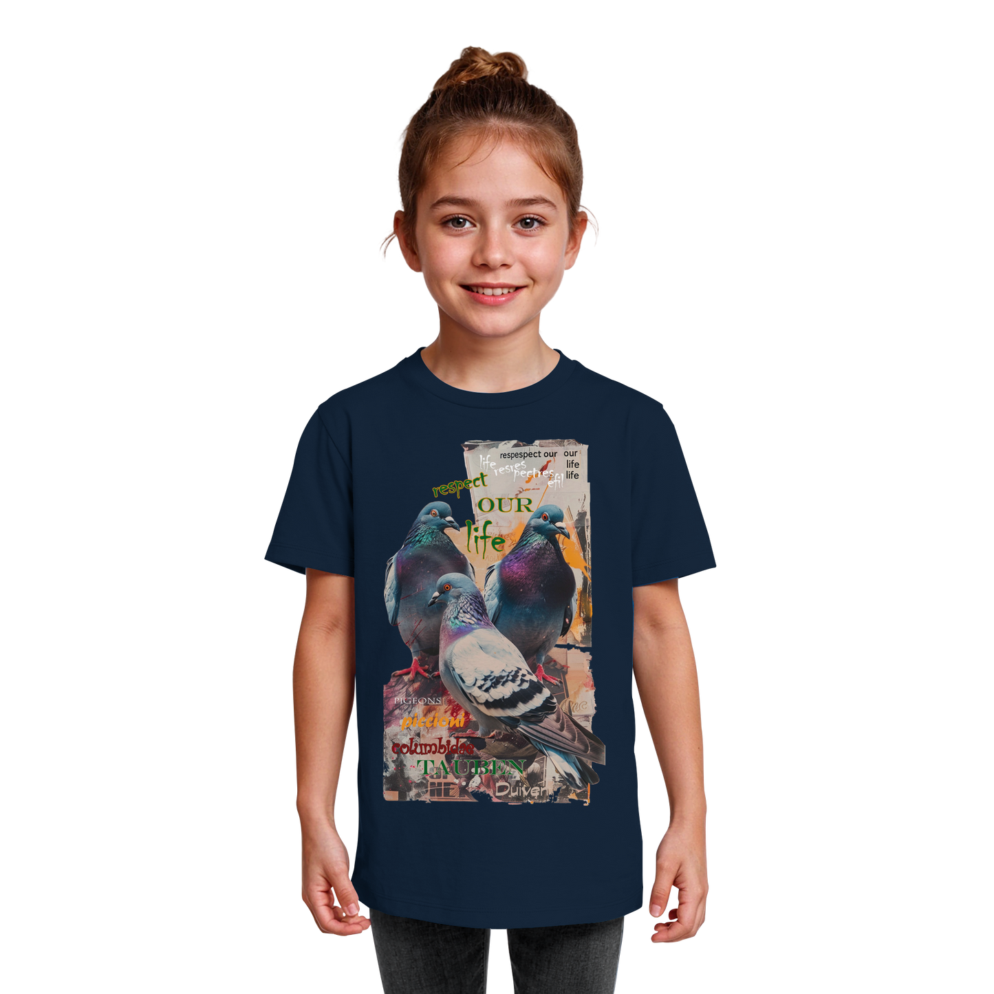 vegwear "respect our life - Tauben" - unisex Kinder Bio T-Shirt