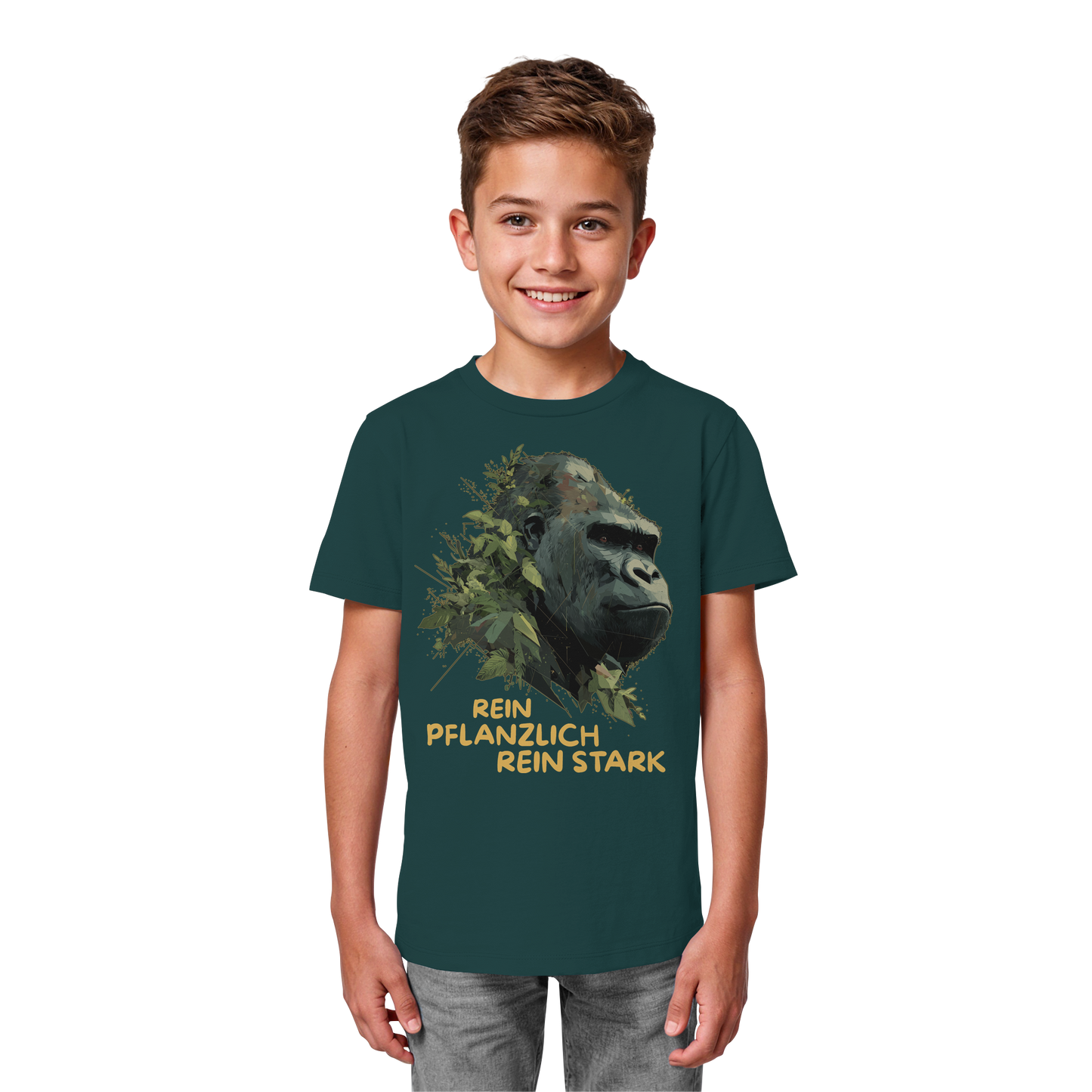 vegwear "Gorilla, rein pflanzlich rein stark" - unisex Kids T-Shirt, bio vegan
