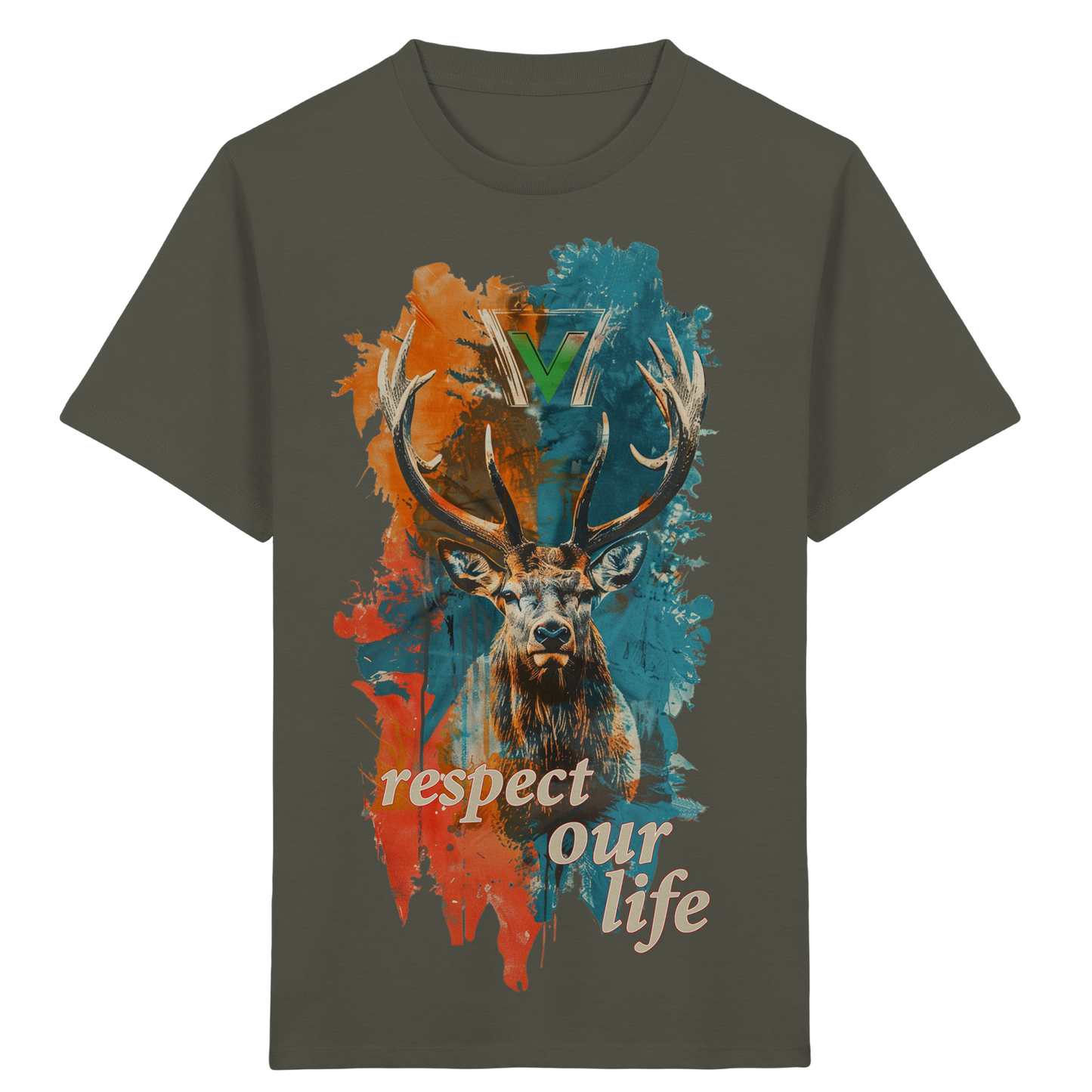 vegwear "respect our life - Hirsch" - unisex Kids T-Shirt, bio, vegan, fair