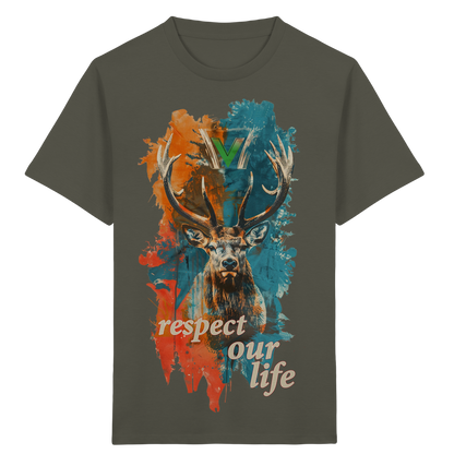 vegwear "respect our life - Hirsch" - unisex Kids T-Shirt, bio, vegan, fair