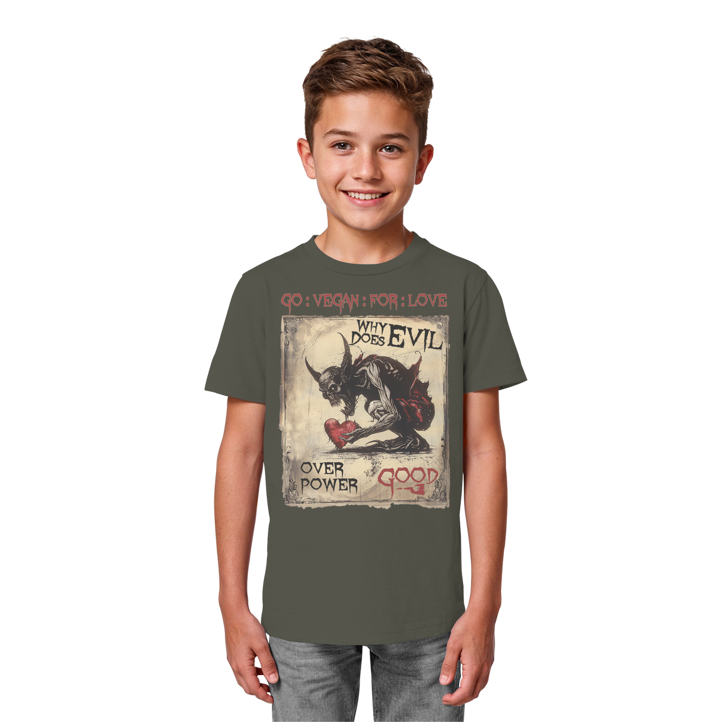 vegwear "why does evil" - unisex Bio Kinder T-Shirt