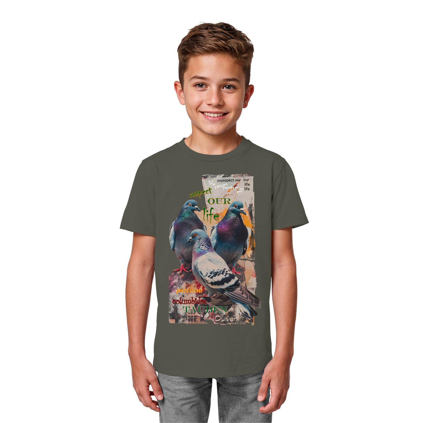 vegwear "respect our life - Tauben" - unisex Kinder Bio T-Shirt